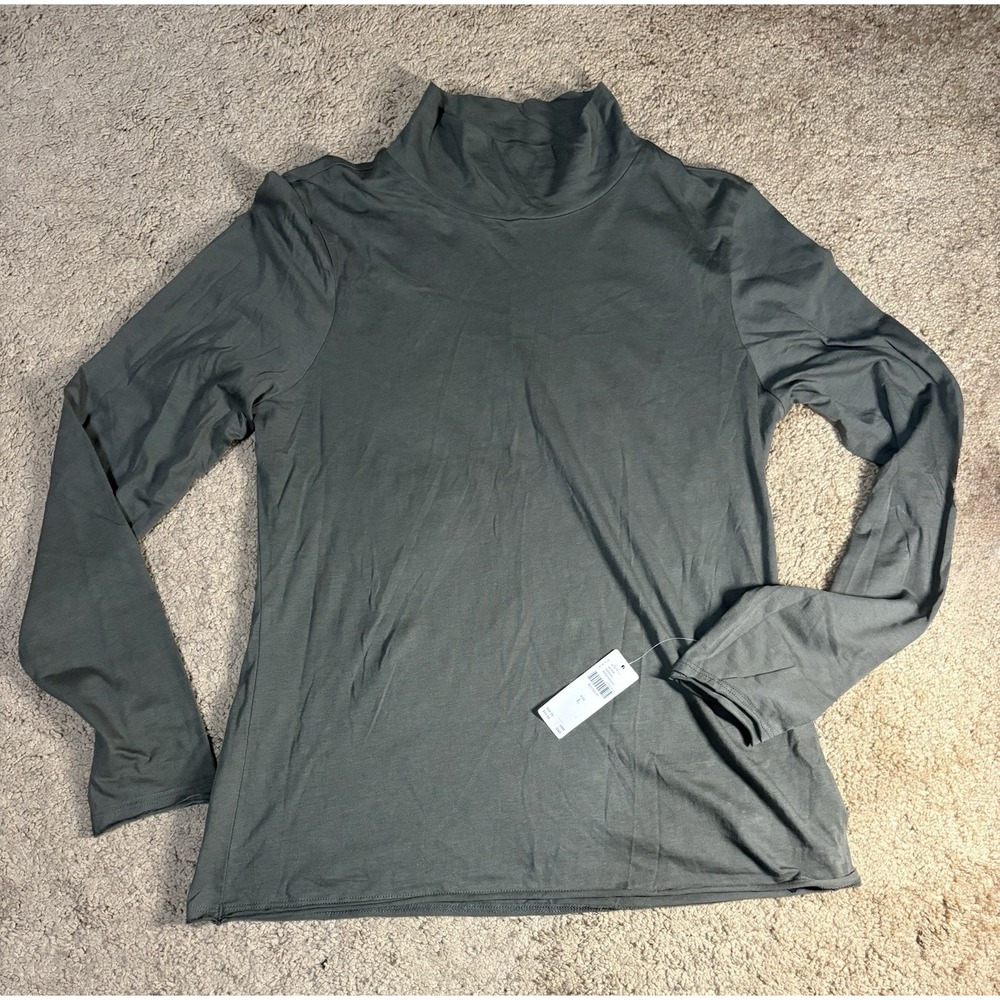 Anthropologie Long Sleeve Top Women Large Green Turtle Neck Casual Office